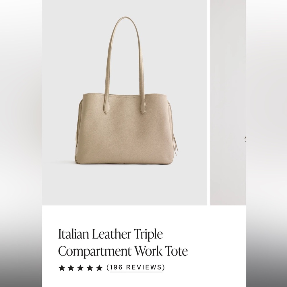 Quince Triple Compartment Work Tote Taupe NWT Leather